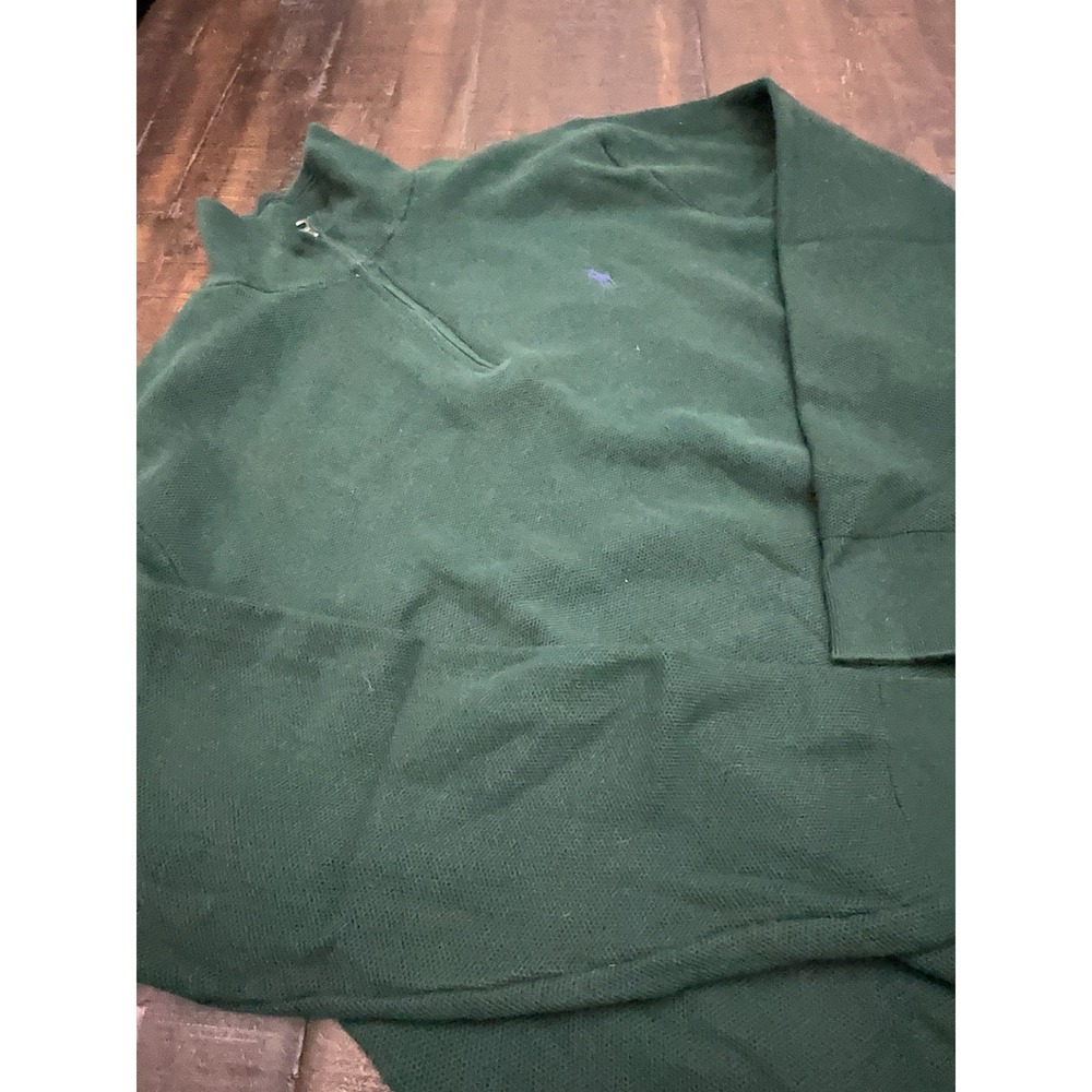 Polo Ralph Lauren Sweater Mens 2XL Green Cotton 1/4 Zip Estate Pullover Knit